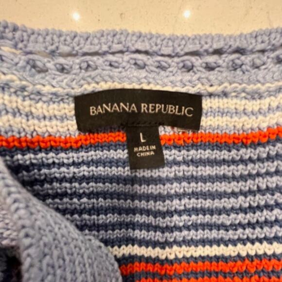 Banana Republic Crochet Cotton Plaid Halter Knit Sweater Chunky Tank Top Sz Lg - Picture 11 of 13